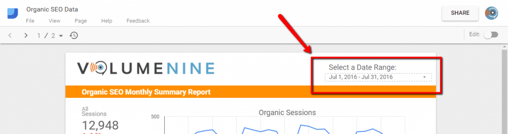 Select Date Range Data Studio option