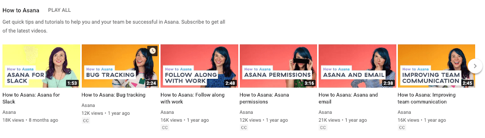 Asana product demo videos