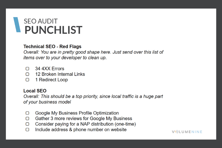 SEO Audit Punchlist