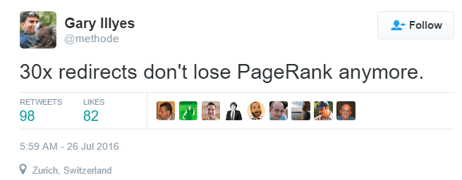 30x redirects don't lose pagerank 