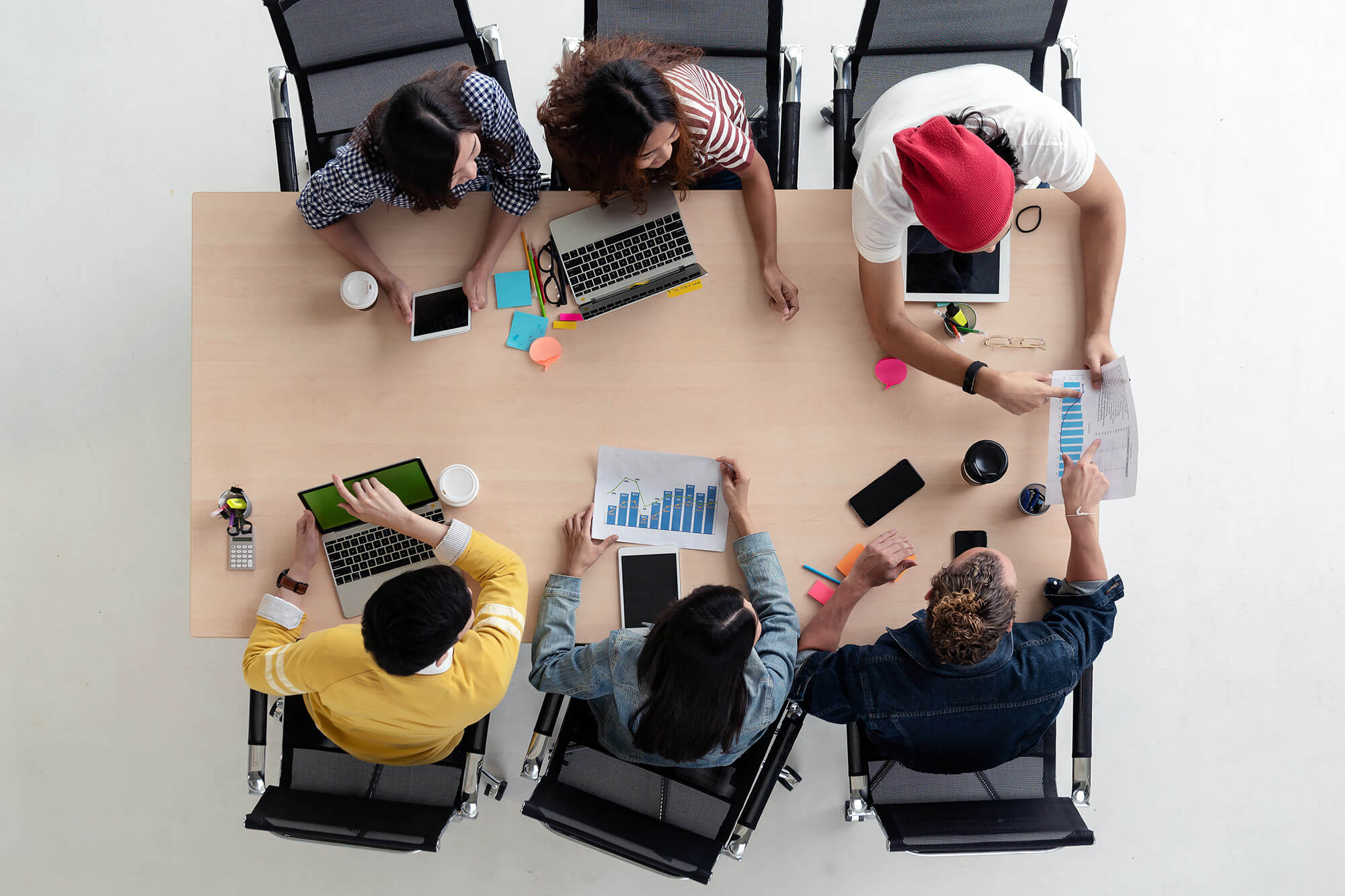 working together at a table