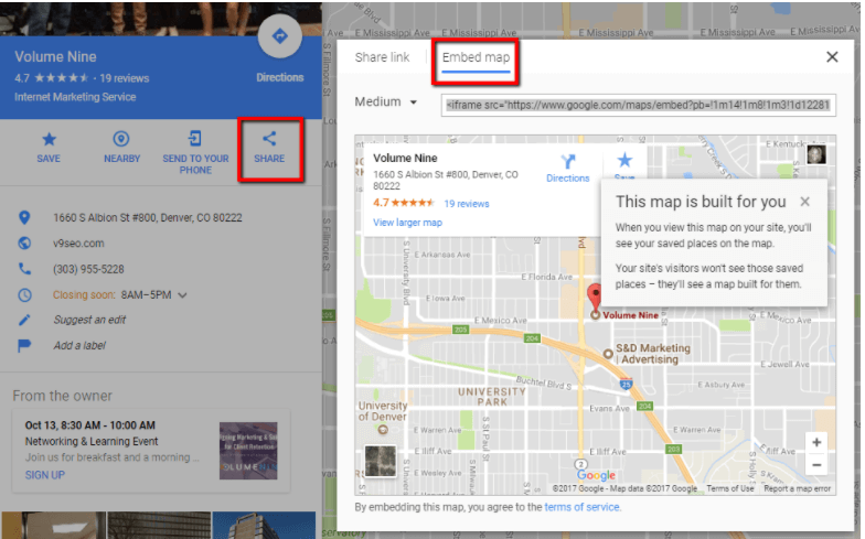 embedded map local seo