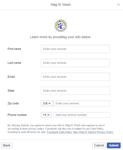 wag n wash lead form